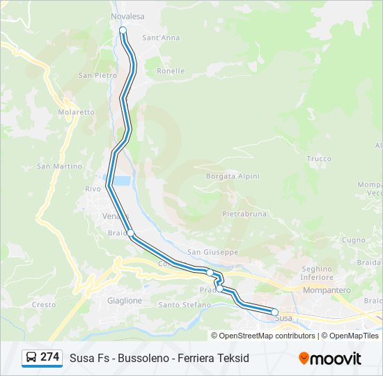 Percorso linea bus 274