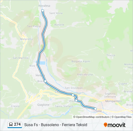 274 Bus Line Map