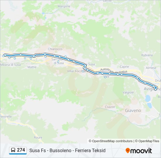 Percorso linea bus 274