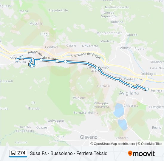 274 Bus Line Map