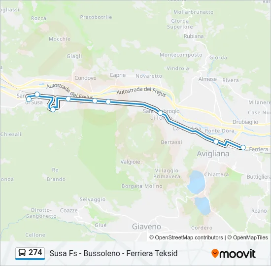 274 Bus Line Map