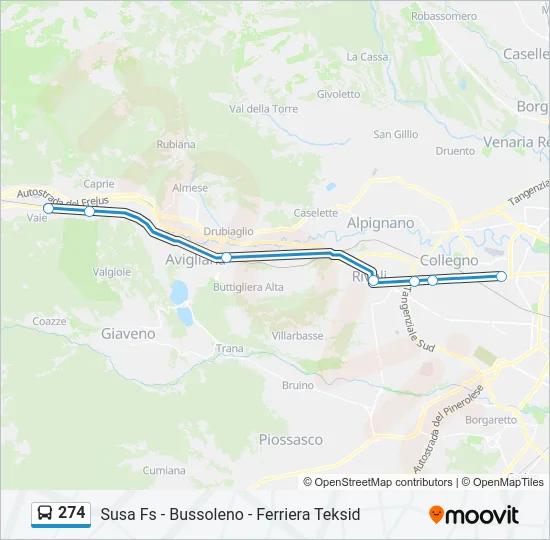 274 Bus Line Map