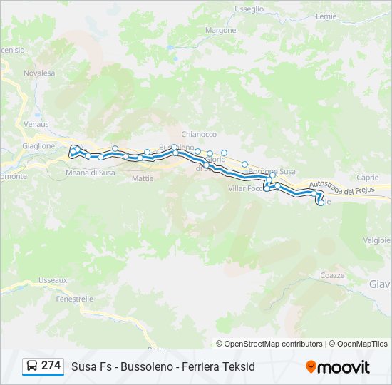 Percorso linea bus 274