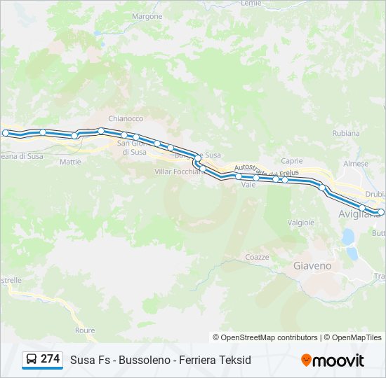 Percorso linea bus 274