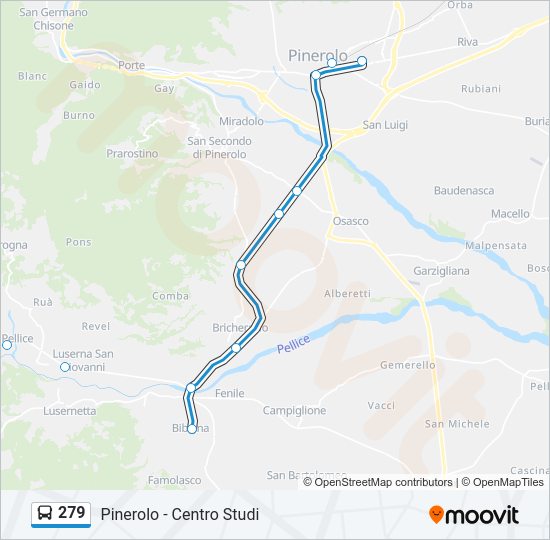 Percorso linea bus 279