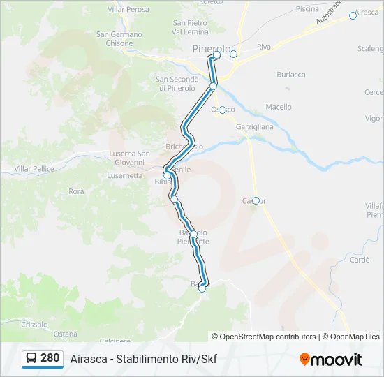 280 Bus Line Map