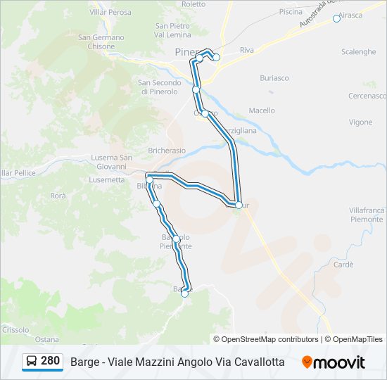 Percorso linea bus 280