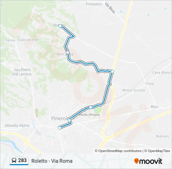 Percorso linea bus 283