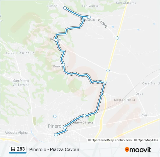 283 Bus Line Map