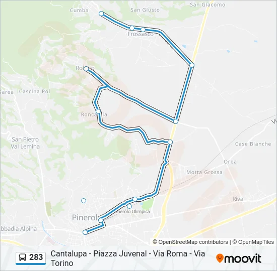 283 Bus Line Map