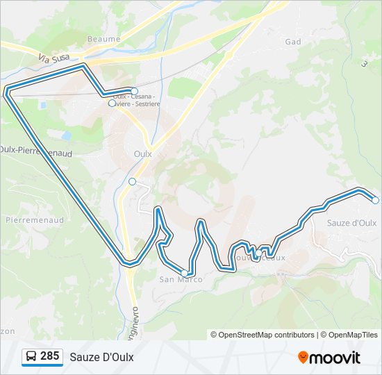 Percorso linea bus 285