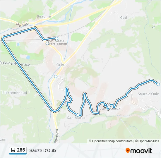 285 Bus Line Map