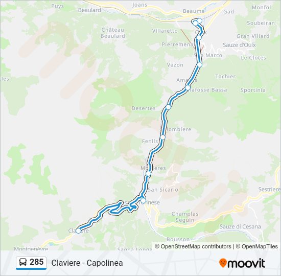 285 Bus Line Map