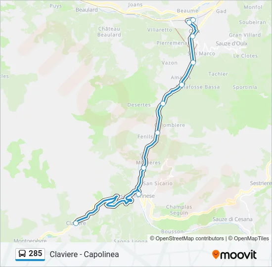 285 Bus Line Map