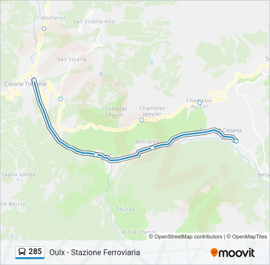 285 Bus Line Map
