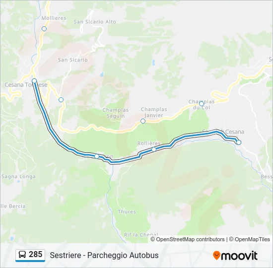 285 Bus Line Map