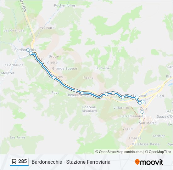 285 Bus Line Map