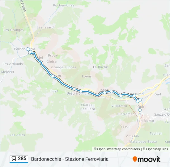285 Bus Line Map