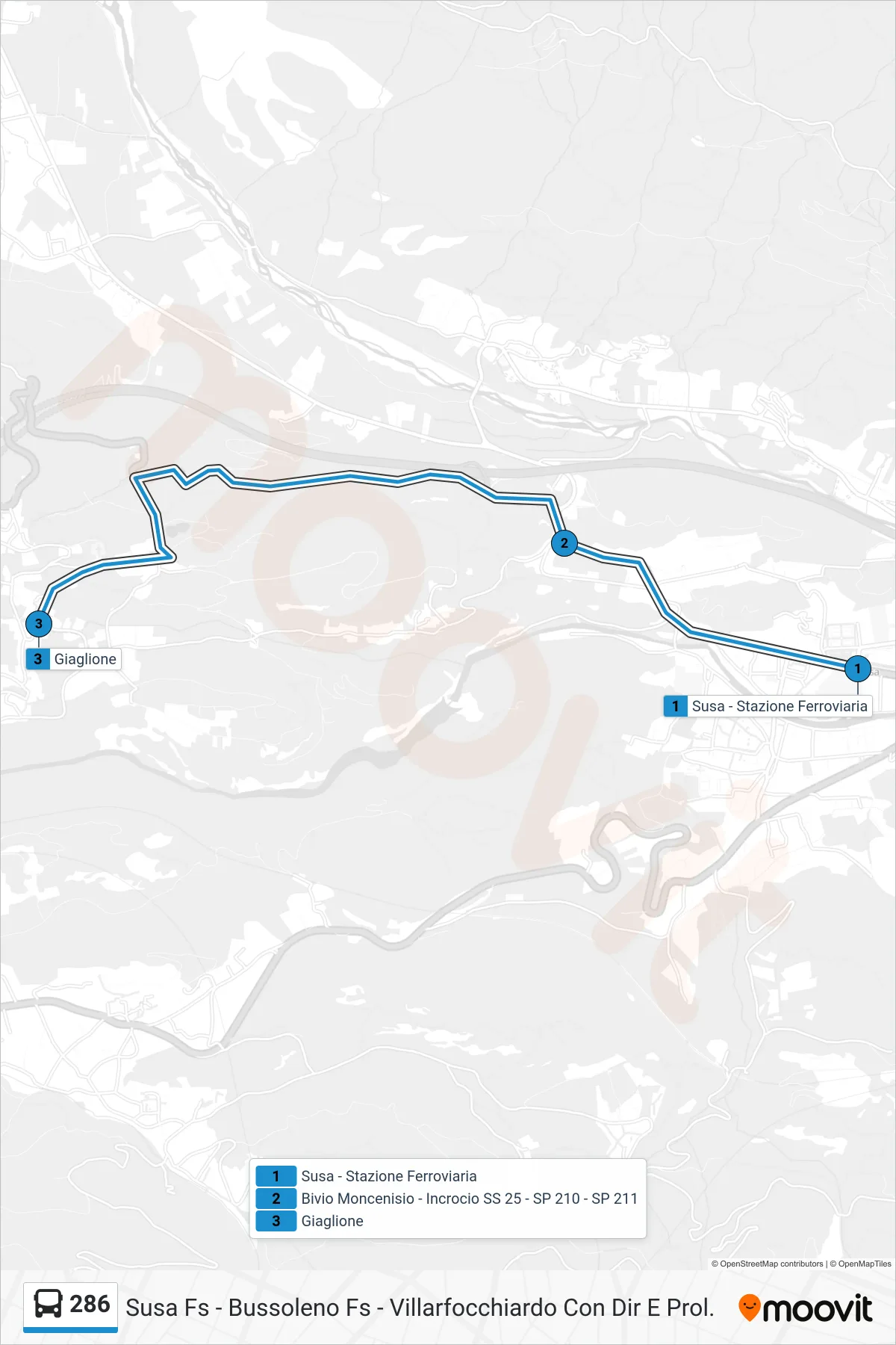Linea 286 bus (Giaglione) - Percorsi e fermate sulla mappa