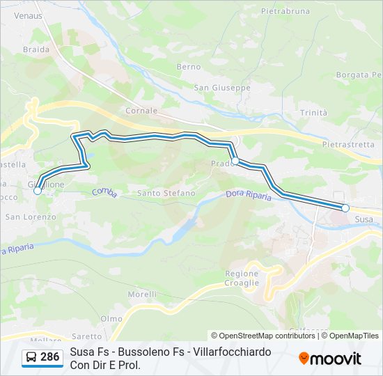 Percorso linea bus 286