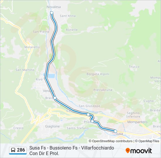 Percorso linea bus 286