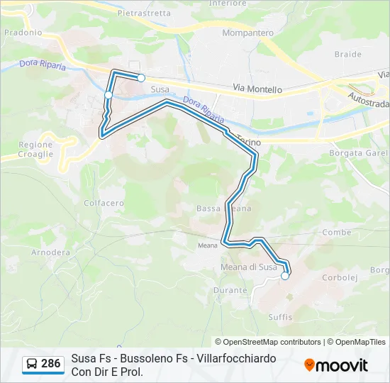286 Bus Line Map