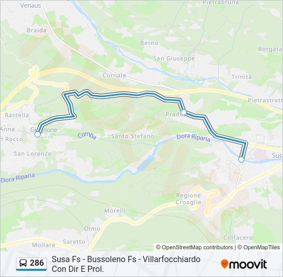 Percorso linea bus 286