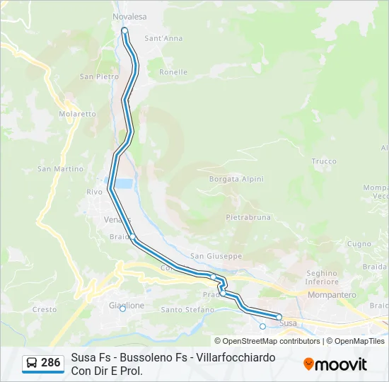 286 Bus Line Map