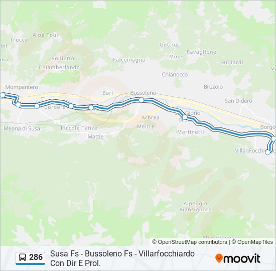 Percorso linea bus 286