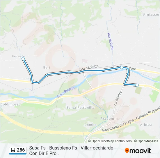 286 Bus Line Map