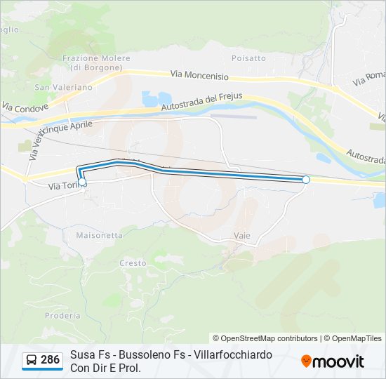 Percorso linea bus 286