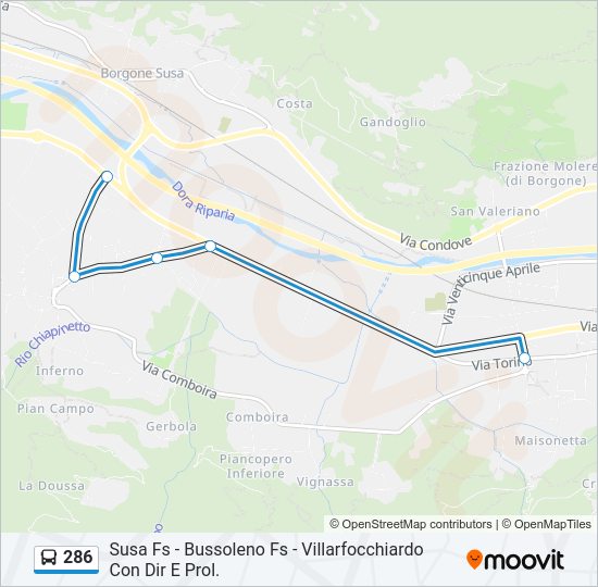 Percorso linea bus 286