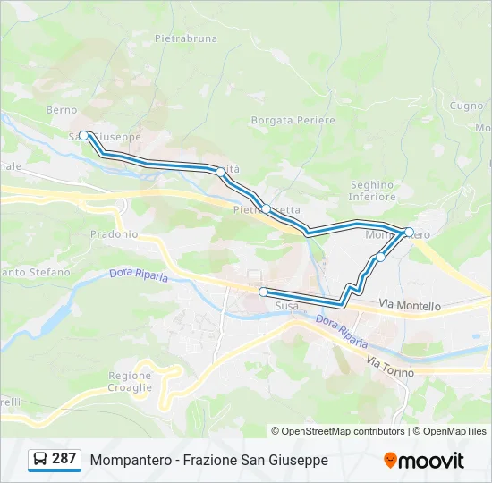 287 Bus Line Map