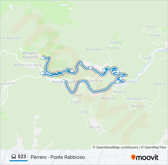 Percorso linea bus 523