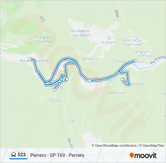 Percorso linea bus 523