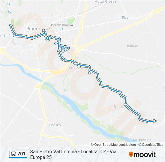 Percorso linea bus 701