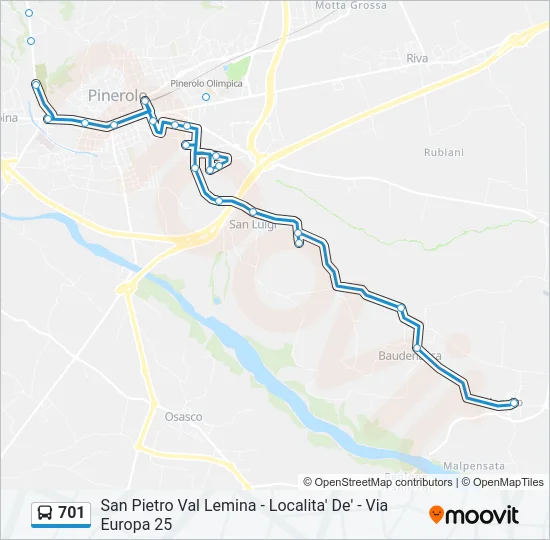 701 Bus Line Map