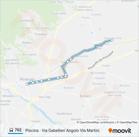 Percorso linea bus 702