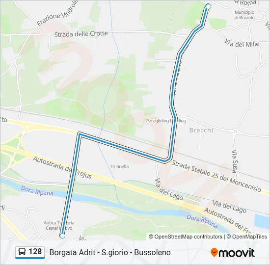 128 Bus Line Map