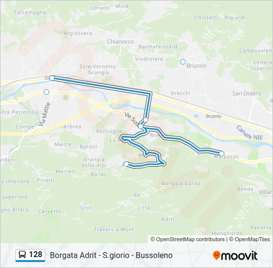 128 Bus Line Map