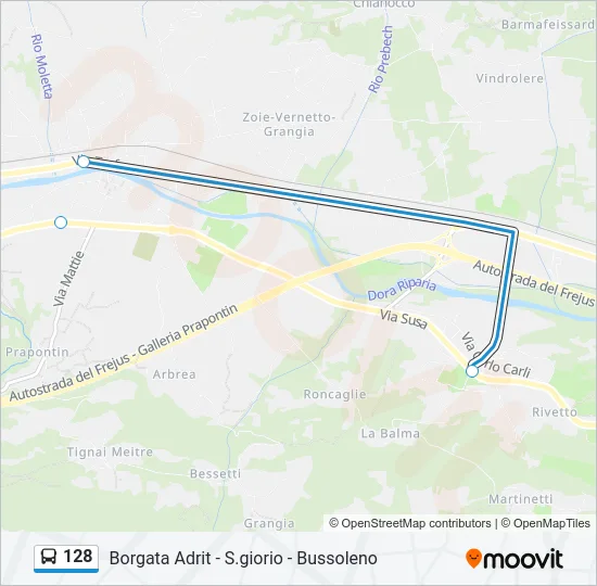 128 Bus Line Map
