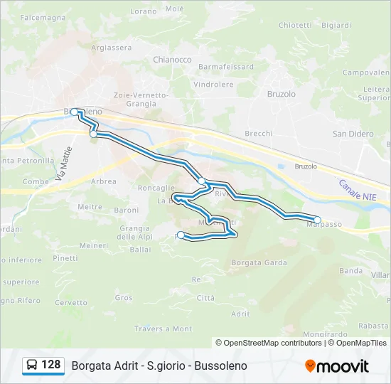 128 Bus Line Map