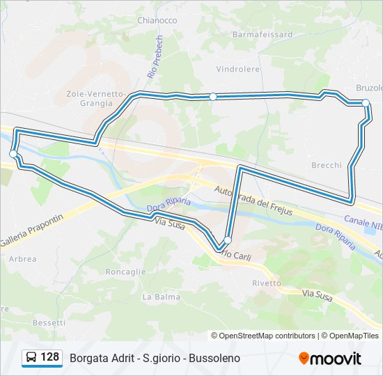 Percorso linea bus 128