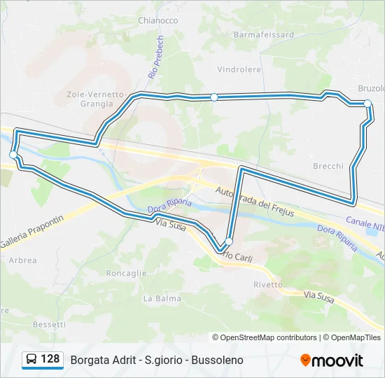 128 Bus Line Map