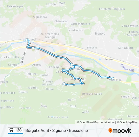 128 Bus Line Map