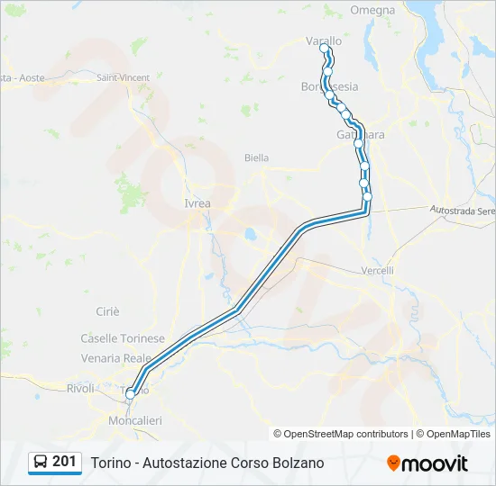 201 Bus Line Map