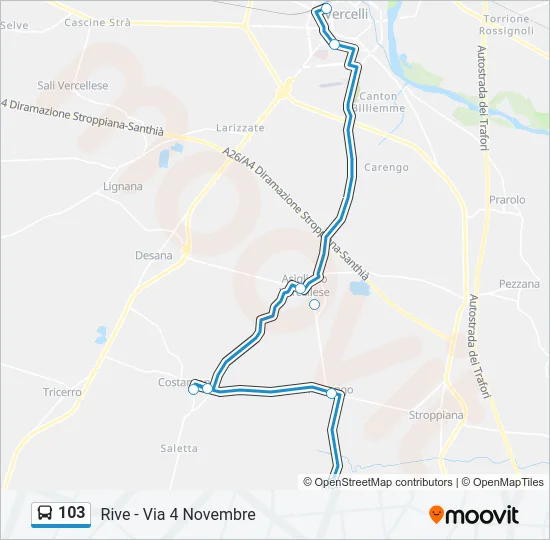 103 Bus Line Map