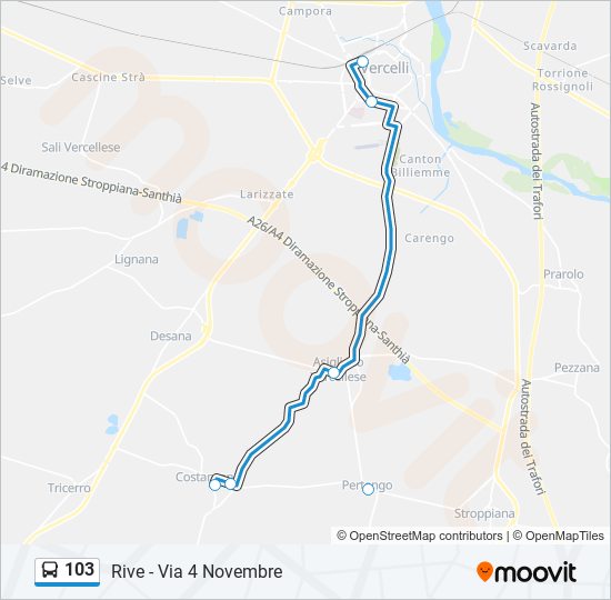 Percorso linea bus 103