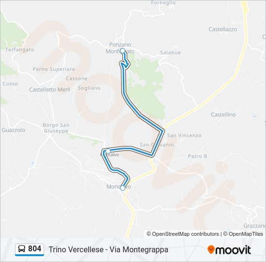 Percorso linea bus 804