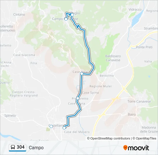 304 Bus Line Map